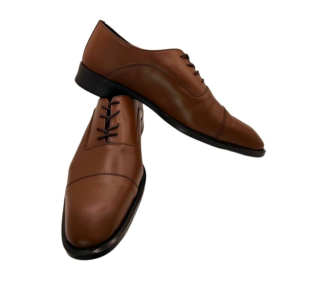 ZAPATO DE VESTIR DE PIEL- OXFORD CAFE CLARO.